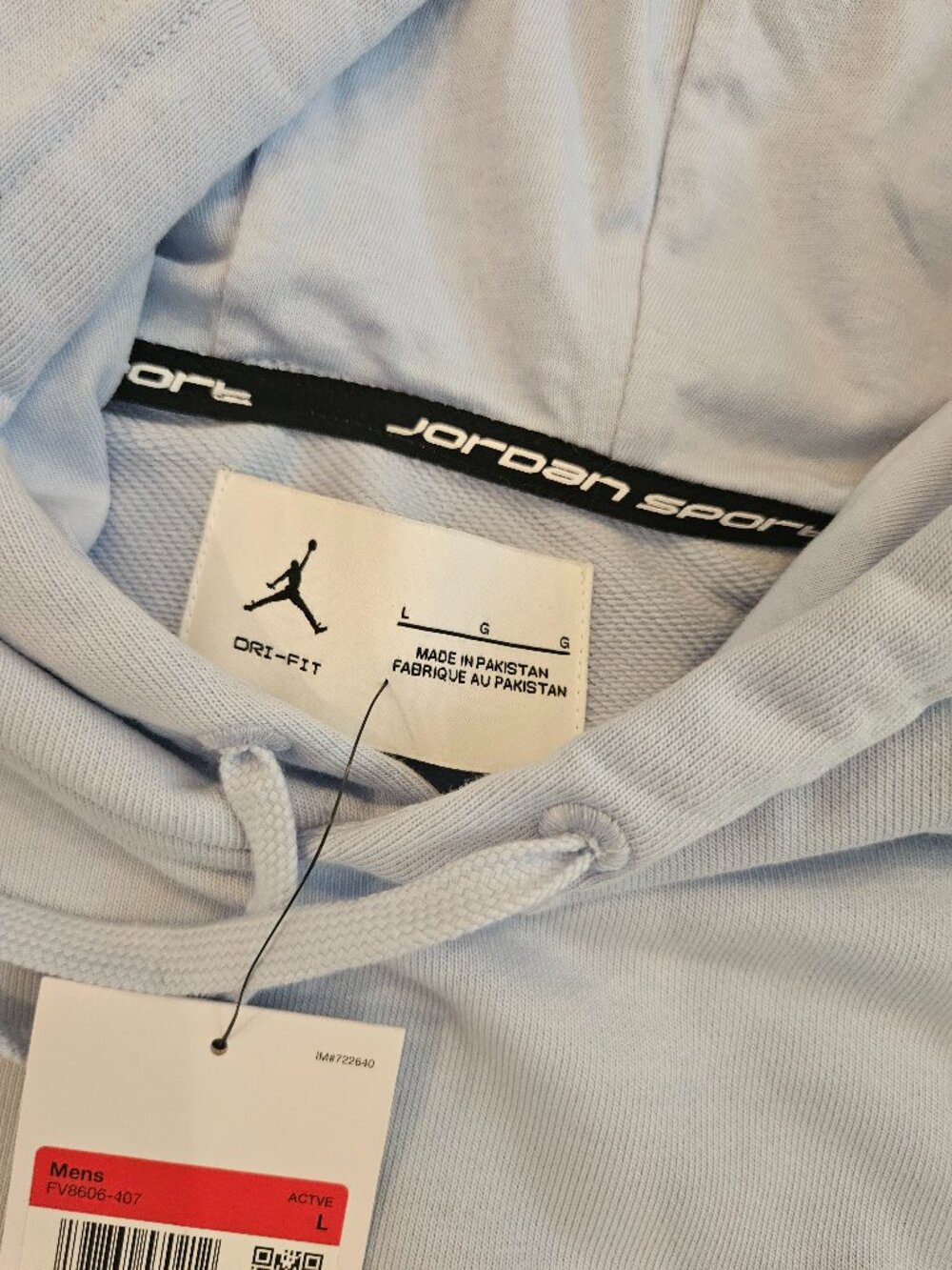 NWT Jordan Dri-FIT Pullover Hoodie Men's Large Light Blue Jumpman Sweatshirt - Picture 4 of 5